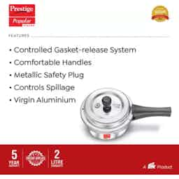 Prestige 10164 Popular Svachh Aluminium Pressure Cooker 2.0 Ltr