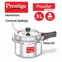 Prestige 10165 Popular Svachh Aluminium Pressure Cooker 3.0 Ltr