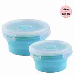 Kairos Silicone Collapsible Container Set Of 2(350 Ml +500 Ml)