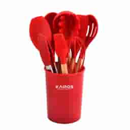 Kairos Silicone Cooking Spatula With Wooden Handle Set Of 12 Pcs