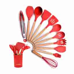 Kairos Silicone Cooking Spatula With Wooden Handle Set Of 12 Pcs