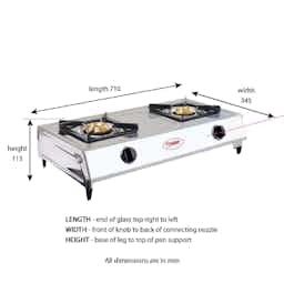 Prestige 40053 L.P Gas Stove Ss Body And 2 Brass Burners - Agni