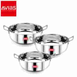 Avias Inox Ib Kadai Set � 3 Pieces Stainless Steel