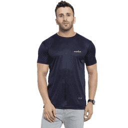 All Weather Gear Unisex Navy Blue & White Print Round Neck Dryfit T-Shirt