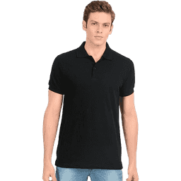 AWG Solid Polo Black T-Shirt