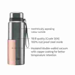 Borosil Hydra Natural Stainless Steel Bottle 750Ml