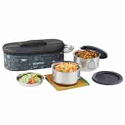 Borosil Cf Stainless Steel Flat Lunch Box Set Of 2