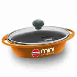 Hawkins 0.75L Oval Shaped Die-Cast Mini Casserole with Glass Lid Yellow