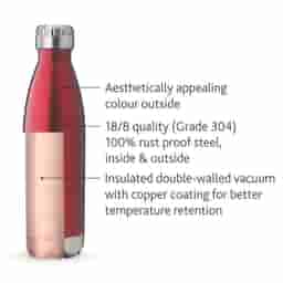 Borosil Stainless Steel Trans Vacuum Insulated Water bottle Red