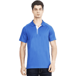 Adidas Men Solid Polo Neck Royal Blue T Shirt