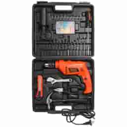 Black + Decker Hammer Drill Machine and Hand Tool Kit