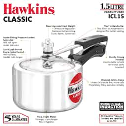 Hawkins 1.5 Litre Classic Induction Base Pressure Cooker