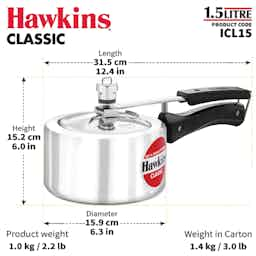 Hawkins 1.5 Litre Classic Induction Base Pressure Cooker