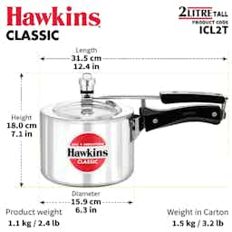 Hawkins 2 Litre Classic Tall Design Induction Base Pressure Cooker