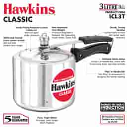 Hawkins 3L Classic Induction Base Pressure Cooker Tall Design