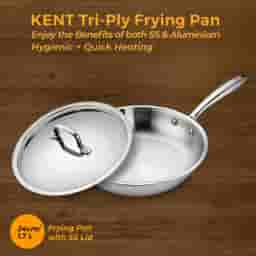 KENT 18025 Tri-Ply Frying Pan with SS Lid 24cm