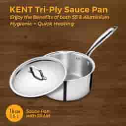 KENT 18028 Tri-Ply Sauce Pan with SS Lid 16cm