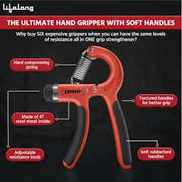 Lifelong Adjustable Hand Grip Strengthener, Hand Gripper for Men & Women Black