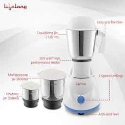 Lifelong Maxo 500 Watts Mixer Grinder