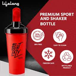 Lifelong Protein Shaker Leakproof Stylish Protein Sipper Bottle Red