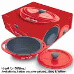 Hawkins 0.75 Litre Mini Round Casserole with Lid - Red