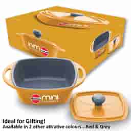 Hawkins 0.75 Litre Mini Square Casserole with Lid - Yellow