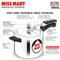 Hawkins Miss Mary Aluminium Inner Lid Pressure Cooker 4 Litre