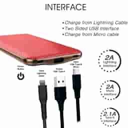 Powerup Elegance Slim 10000mAh Power Bank Aluminium (Red)