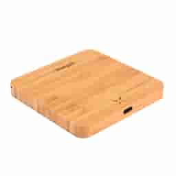 Wangari Pine 15W Square Bamboo Wireless Charger With USB Hub