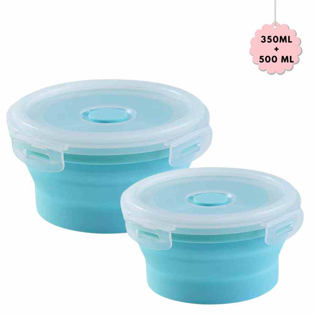 Kairos Silicone Collapsible Container Set Of 2(350 Ml +500 Ml)