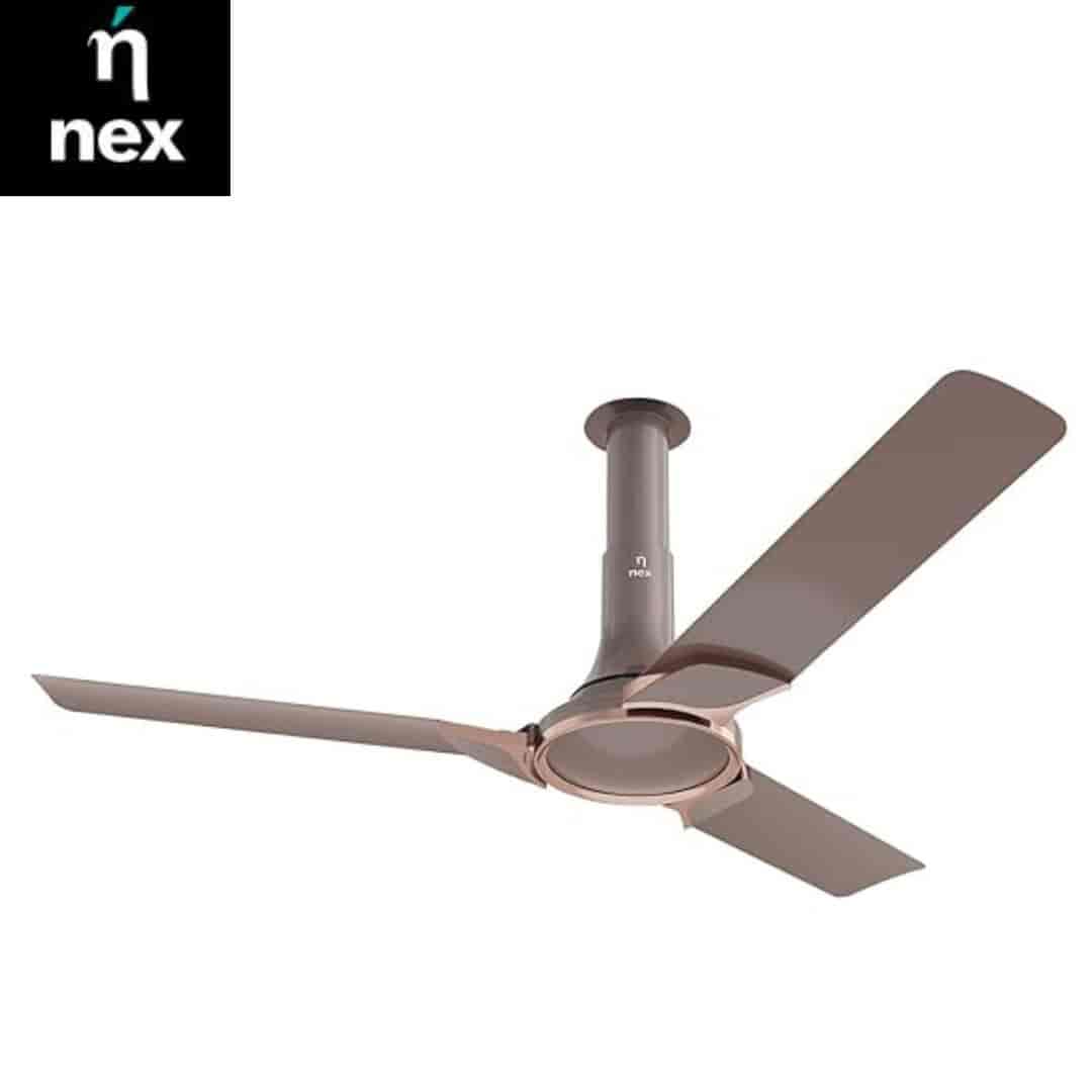 Nex Nex Glyde A50 1200 mm star rated Ceiling Fans | 20% Higher Air Thrust | Remote Control | Airlfuence� Al Blade| Adjustable Downrod |Chestnut Brown