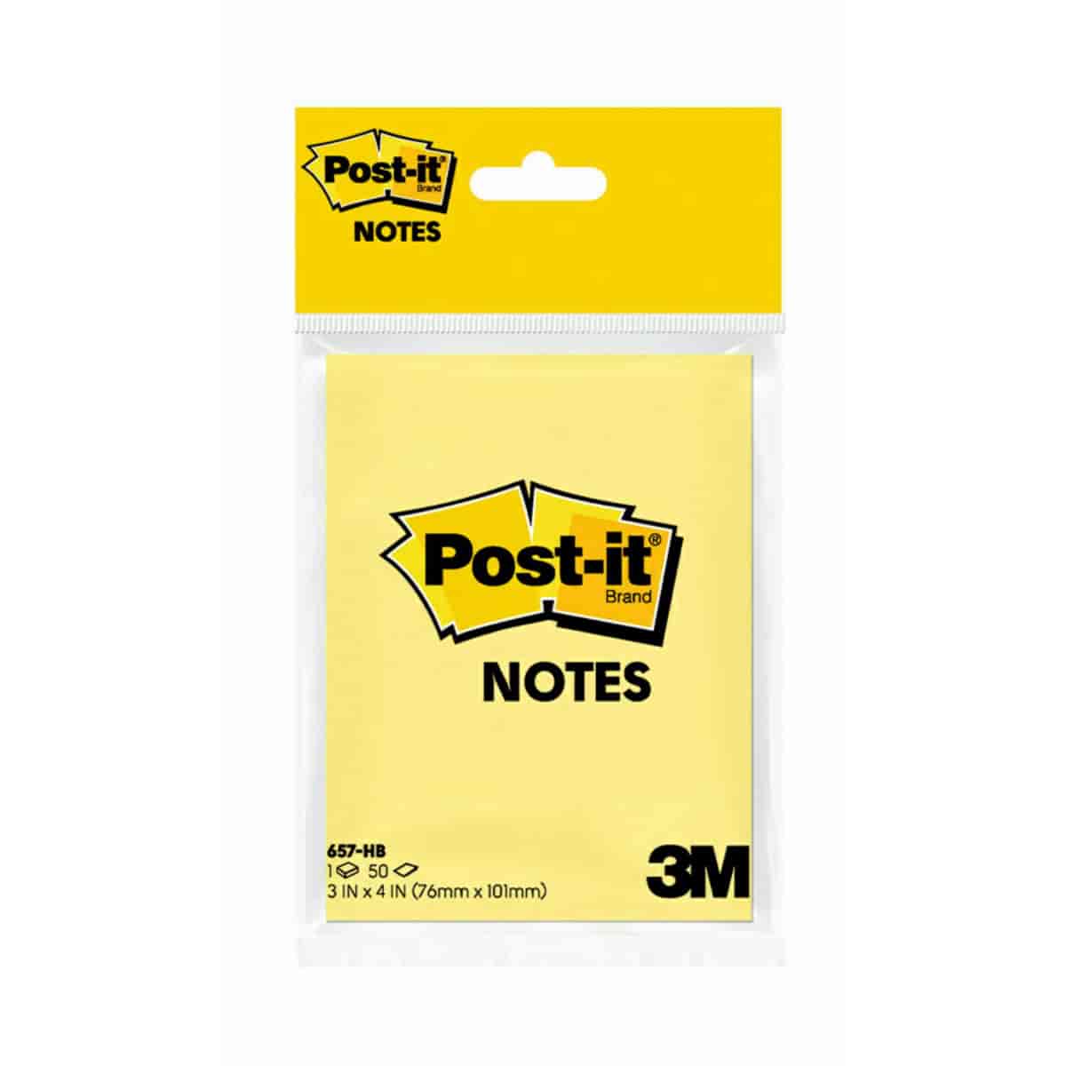 3M Post It Yellow Notes 3InchX4Inch 100 Sheets