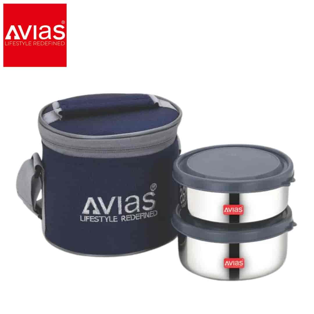 Avias Freshia Round Lunch Box � 2 Stainless Steel Containers