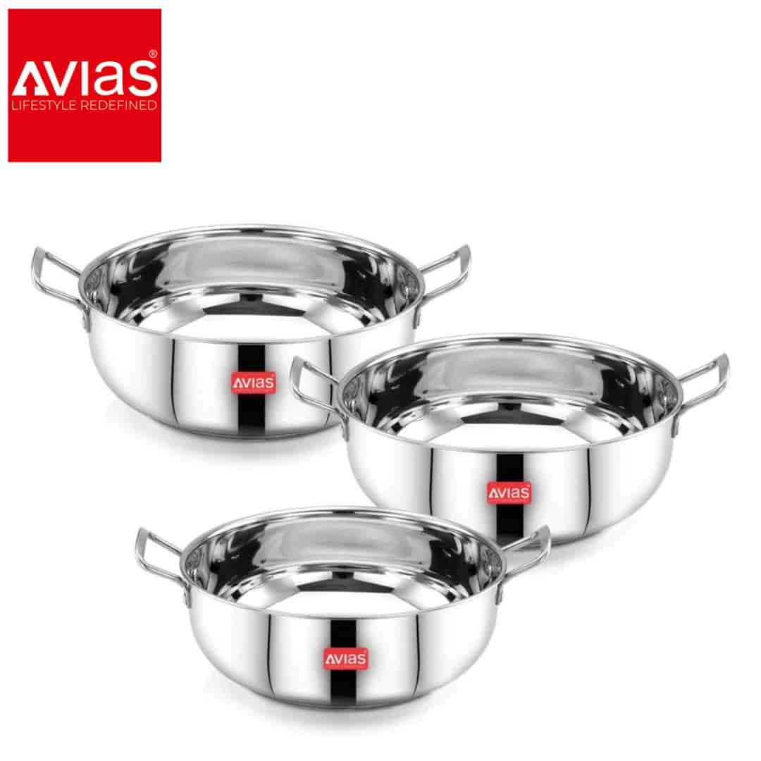 Avias Inox Ib Kadai Set � 3 Pieces Stainless Steel