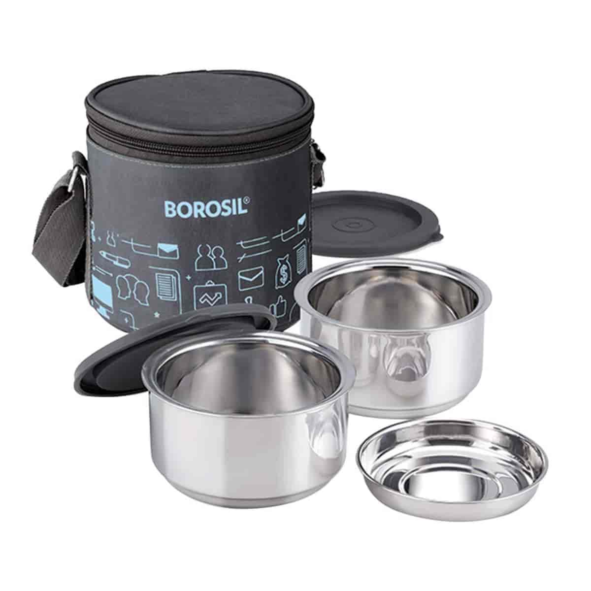 Borosil Cf Stainless Steel Lunch Box Set Of 2 Tall 280ml+280ml