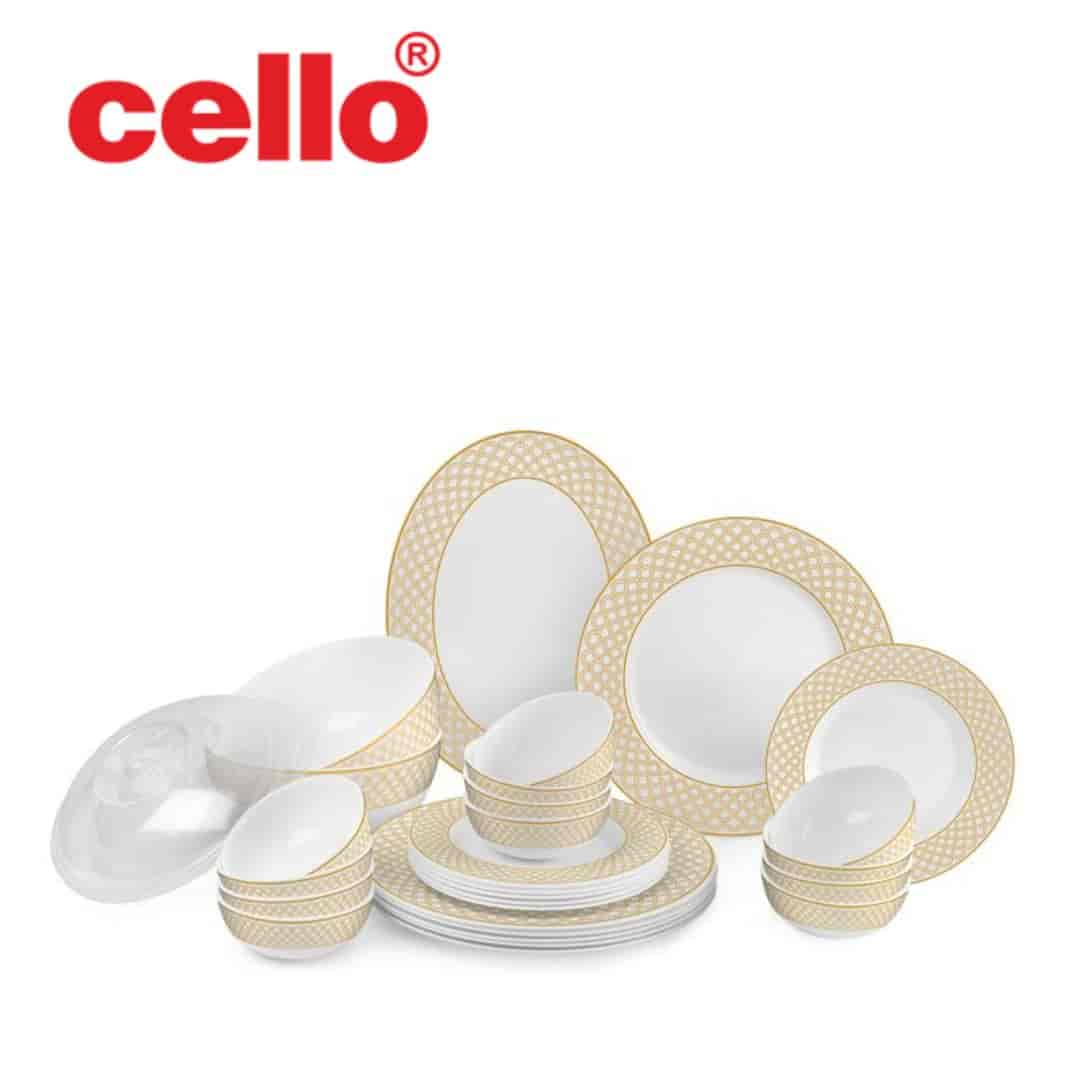 Elevate Your Table Setting: Cello Ariana Dinnerware Set (Golden Crown)