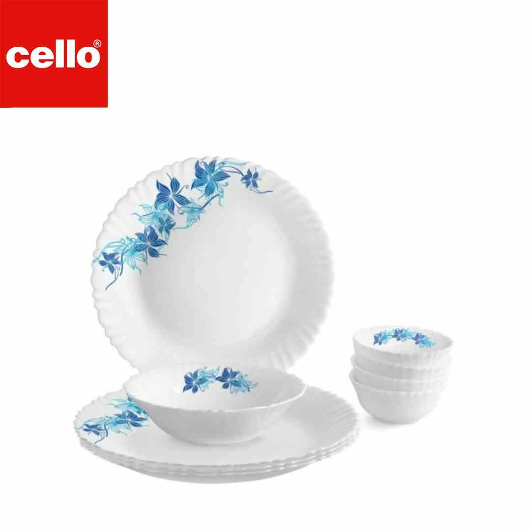 Cello Dazzle Dinner Set 9 Pcs - Blue Swirl