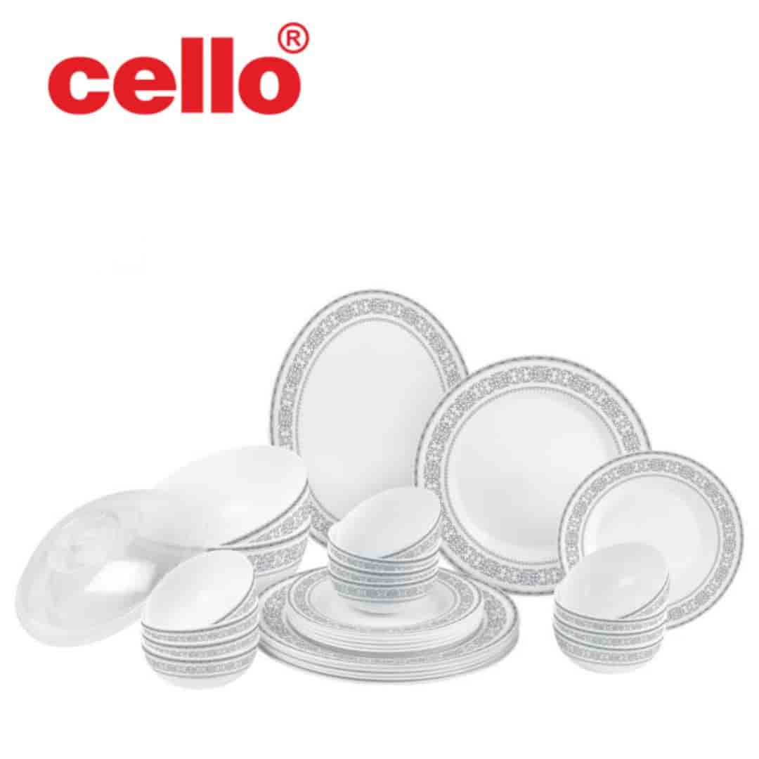 Premium Opalware: Cello Ariana 29-Piece Dinner Set (Greek Silver)