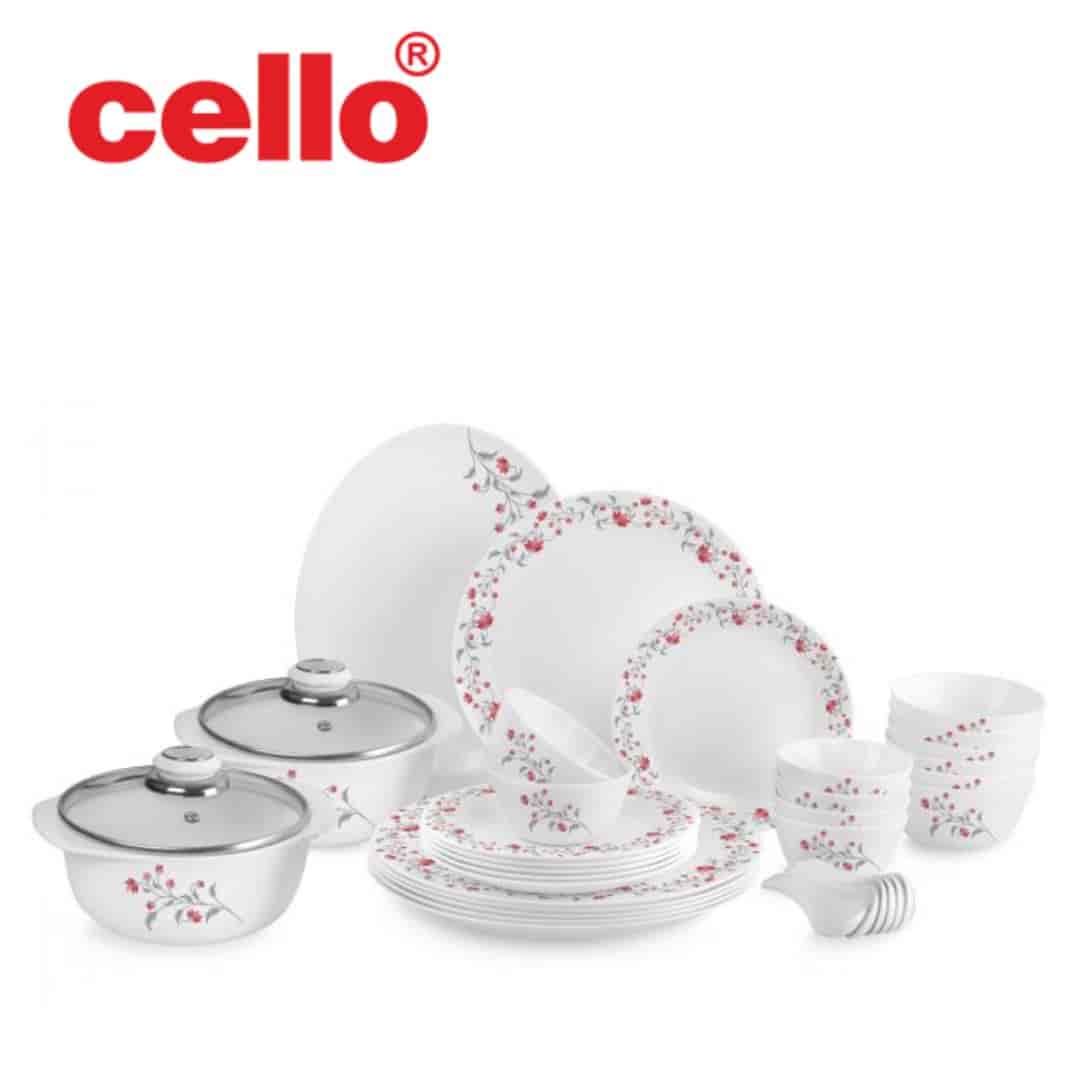 Stylish & Vibrant: Cello Zarah Ds 35 Pcs Dinnerware Set (Red Grapevine)