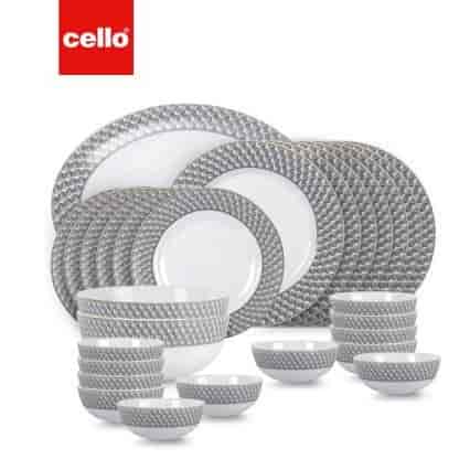 Sleek Cello Feather Ds 27 Pcs Dinner Set - Pyramids Design