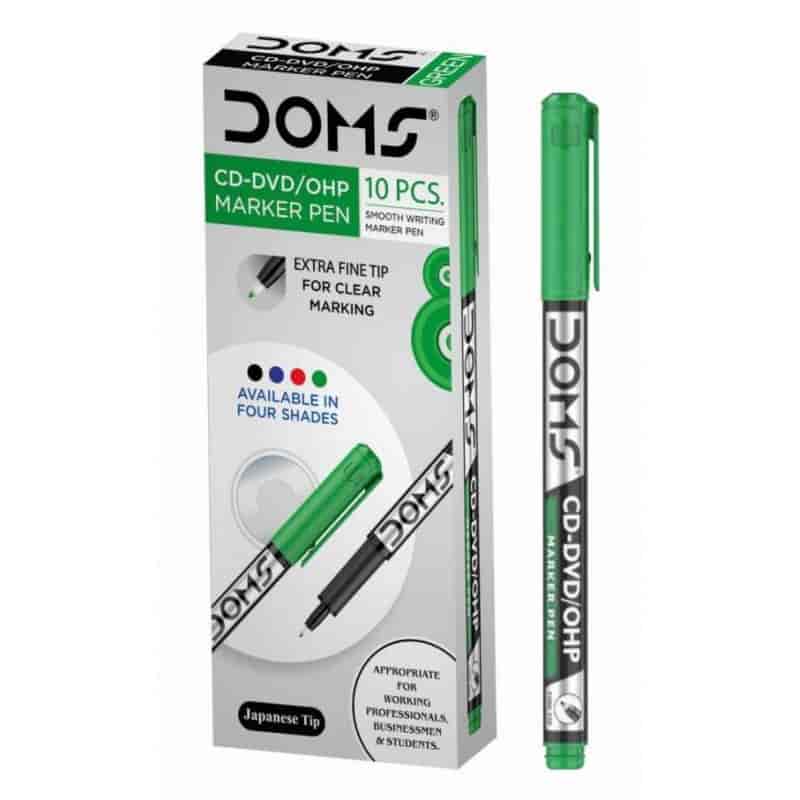 DOMS CD Marker Pen Green Pack Of 10