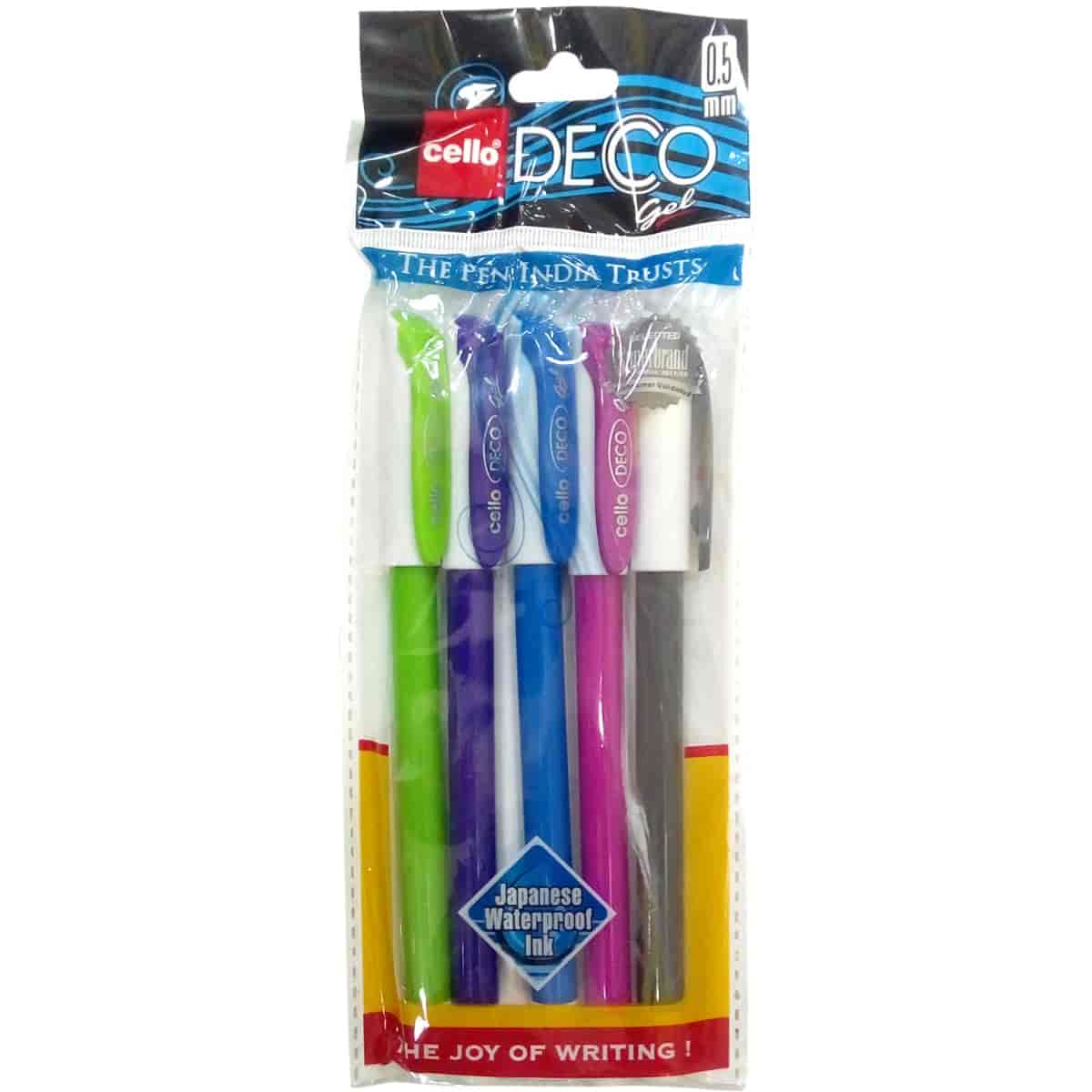 Cello Deco Gel Pen Pack of 5 Blue