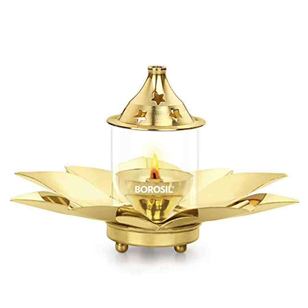 Borosil Lotus Bronze Diya Brass (Small)