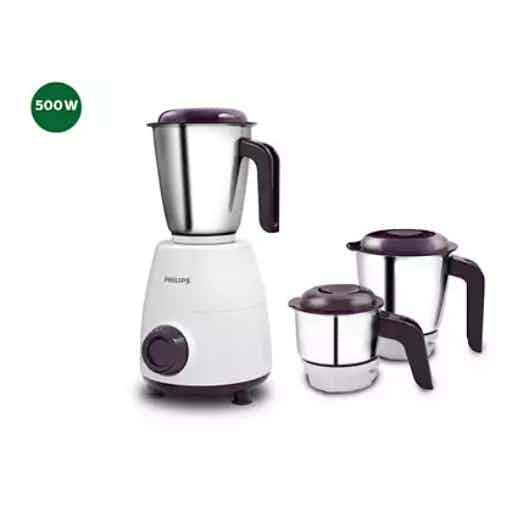 Philips HL7505 Mixer Grinder 500W (White / Purple)