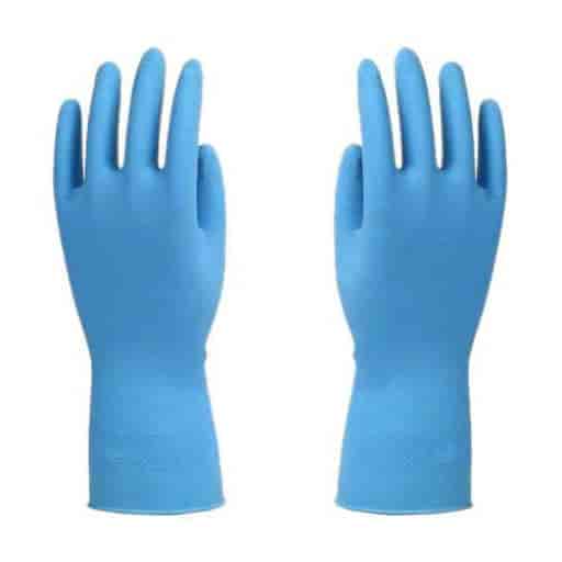 Blue Safety Rubber Hand Gloves, Disposable