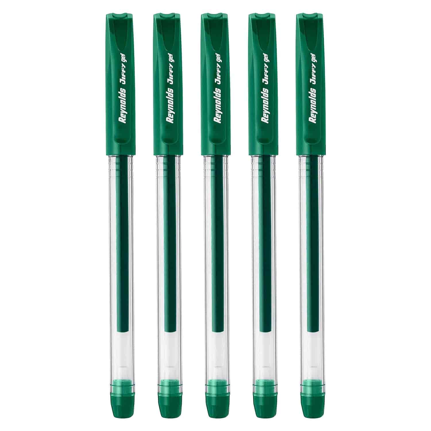 Reynolds Jiffy Gel Pen Green Pack Of 5