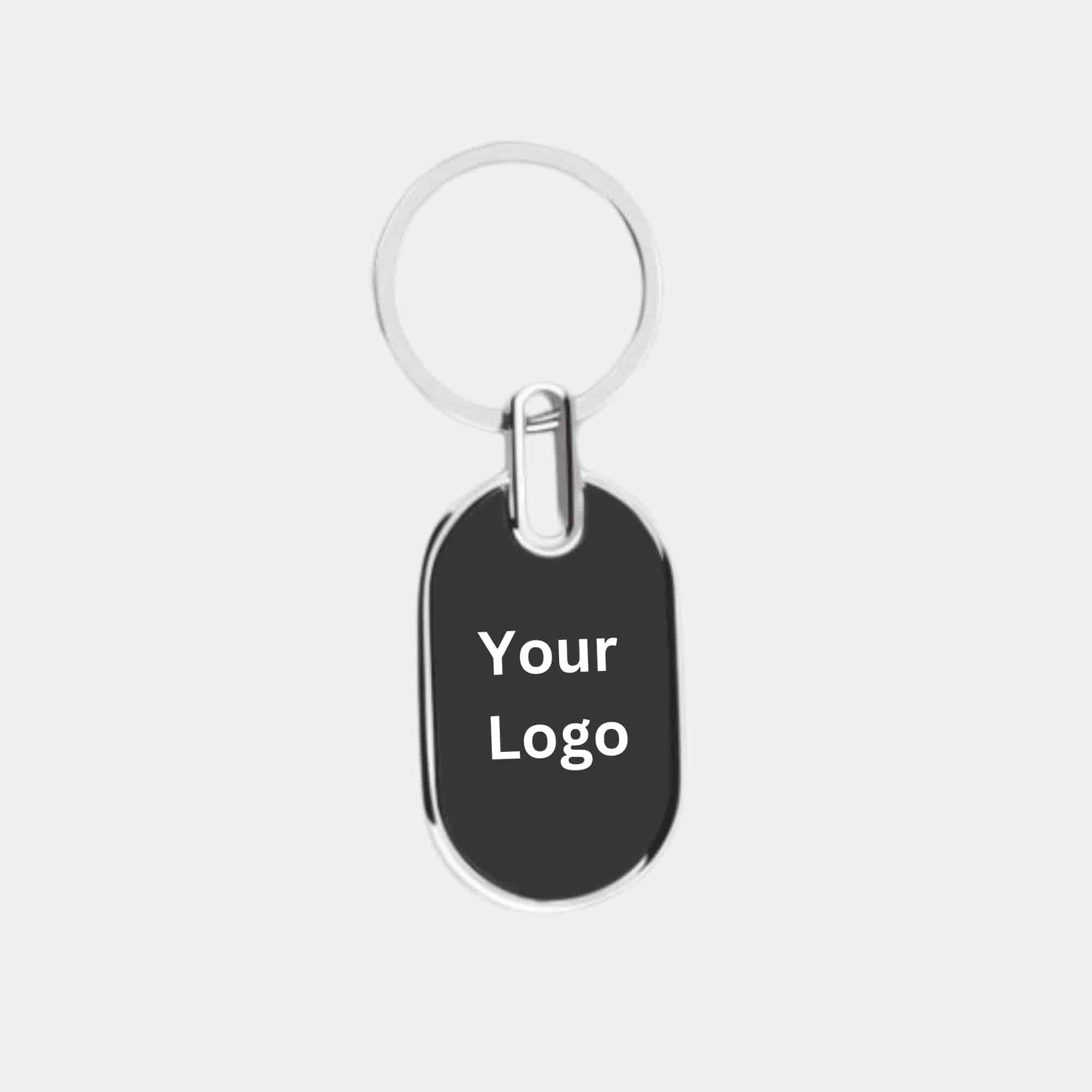 Sleek Oval Metal Keychain