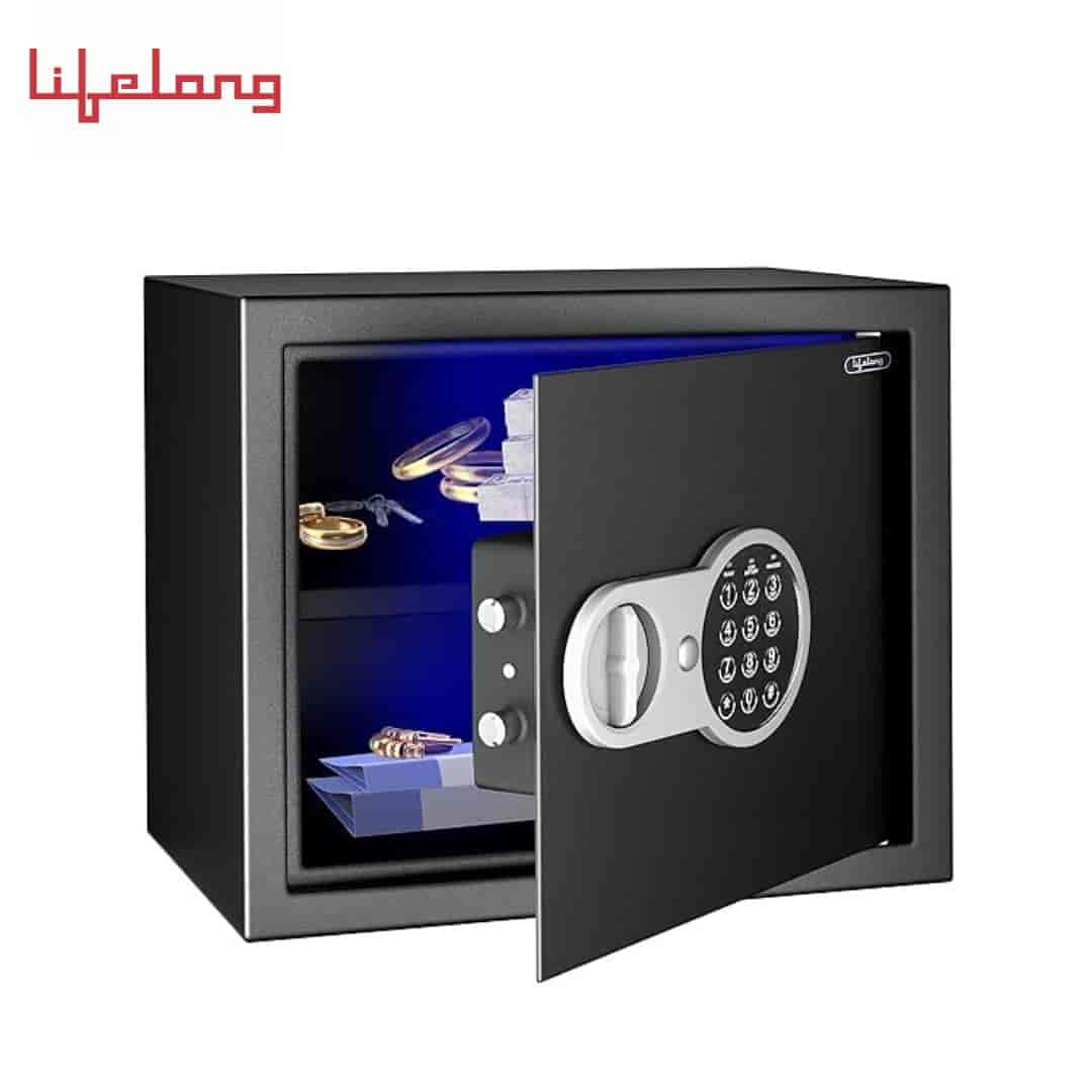 Lifelong LLHS12 34Litres Home Safe Electronic Locker|Digital Security Safe for Home & Office with Motorized Locking Mechanism - 1.2 Cubic Feet, (1 Year Warranty, Black) with LED Light