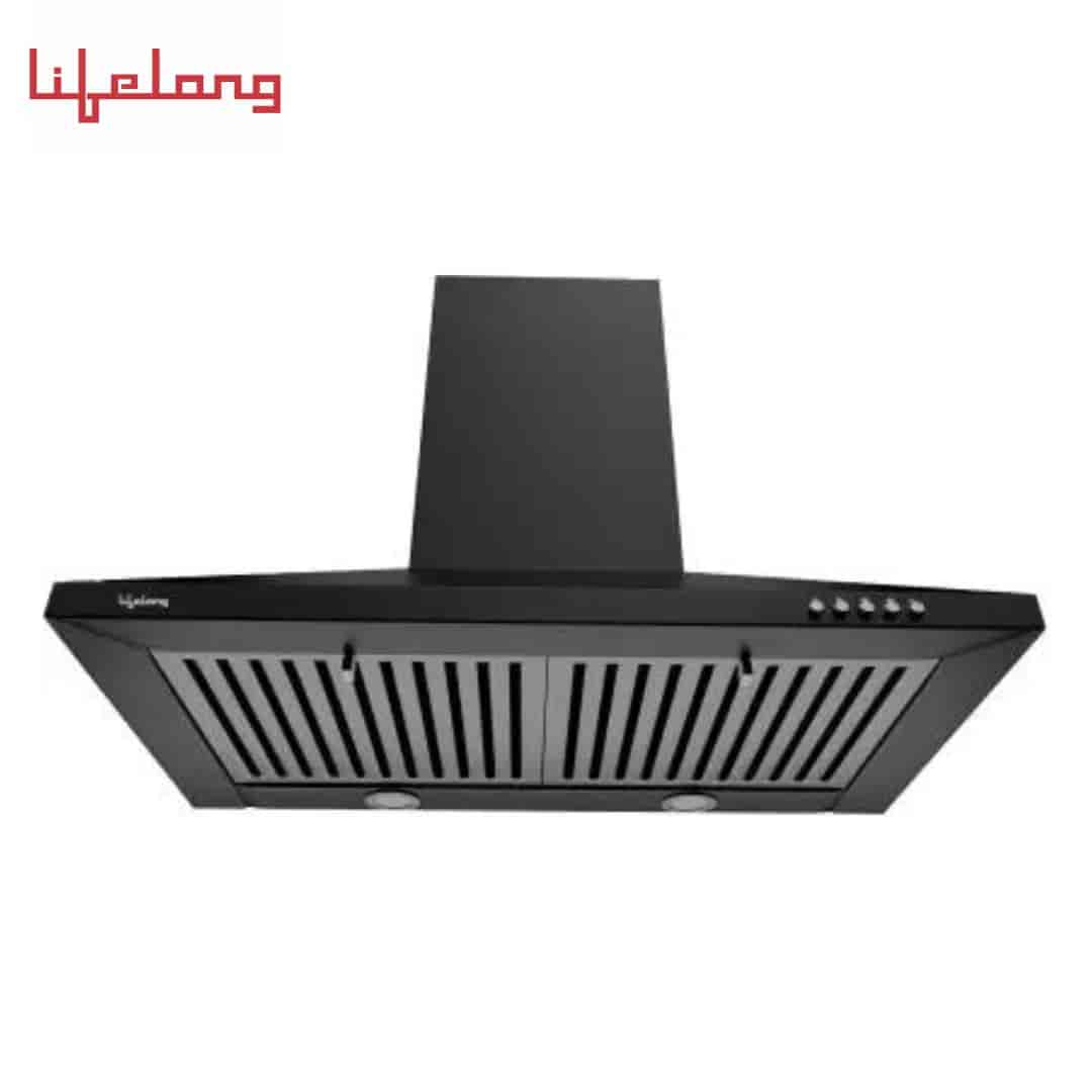 Lifelong LLLACP01 Double Baffle Filter 60 cm Push Button Control Pyramid Wall Mounted Chimney��(Black 1000 CMH)