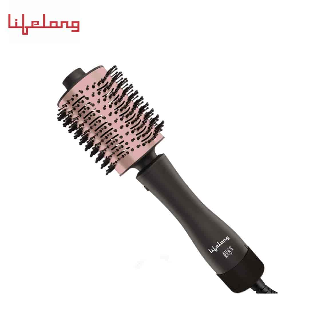 Lifelong Hair Volumizer - 4 in 1 Hair Styling Machine- Attachments for Blow Dryer, Straightening Comb, Curler & Hot Air Brush - Electric Hairbrush for One-Step Hair Styling (LLPCW102, Rose Gold)